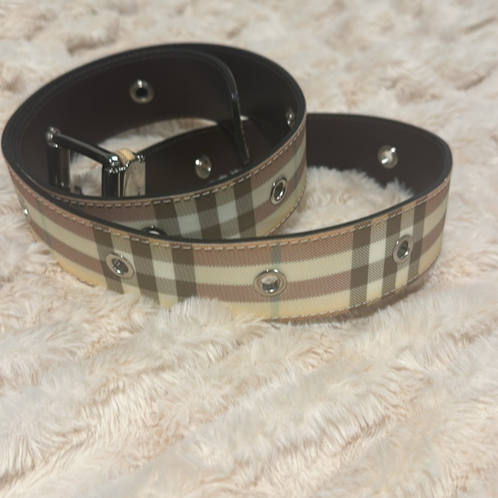 Burberry belt; pink, cream, khaki; worn once; size 100 - Picture 3 of 4